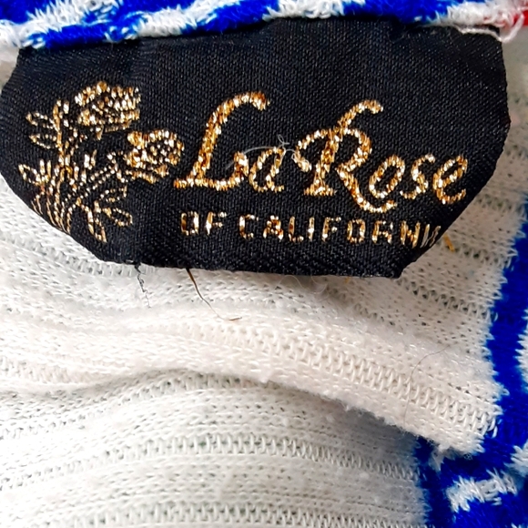 La Rose pullover 70s vintage sweater red white blue stripe dolman elbow sleeve - Picture 8 of 9